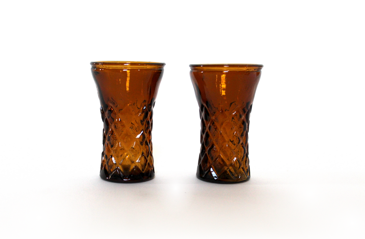 Set of 2 Mini Amber Shot Glasses