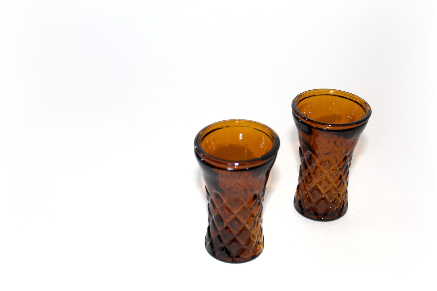 Set of 2 Mini Amber Shot Glasses