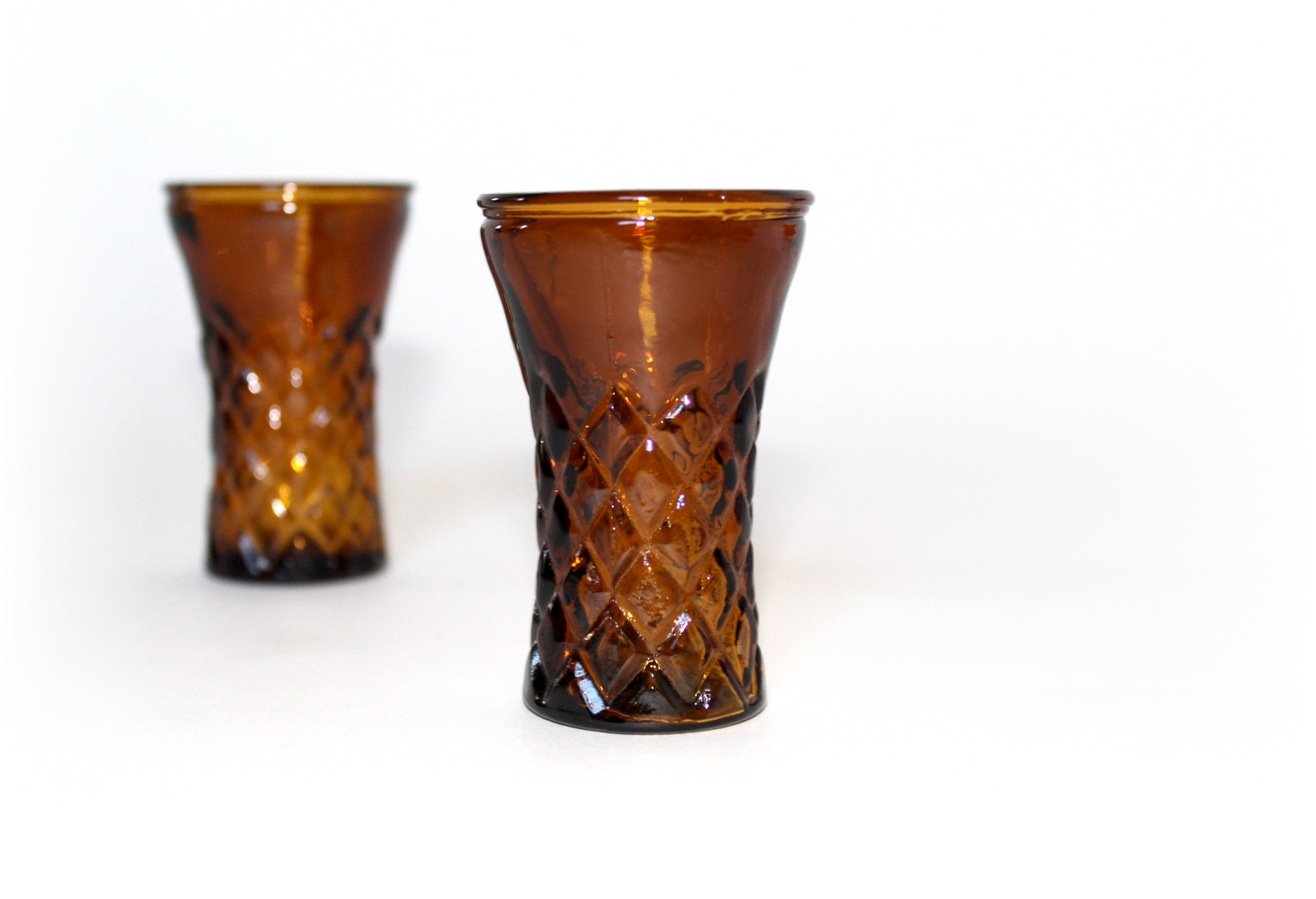 Set of 2 Mini Amber Shot Glasses